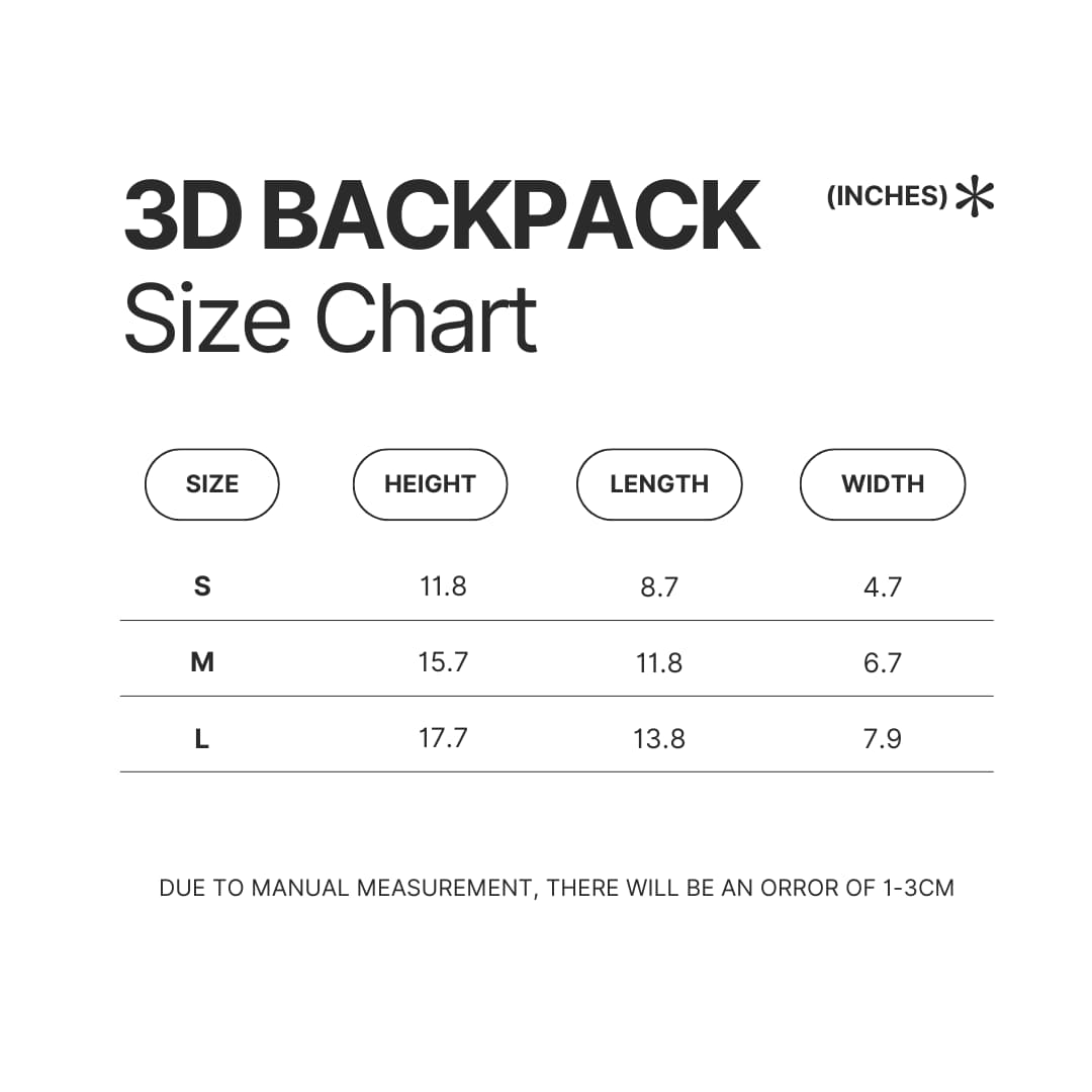 3D Backpack Size Chart - Samurai Champloo Merch