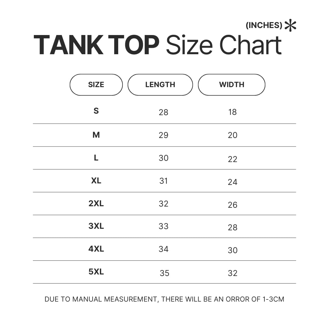 Tank Top Size Chart - Samurai Champloo Merch