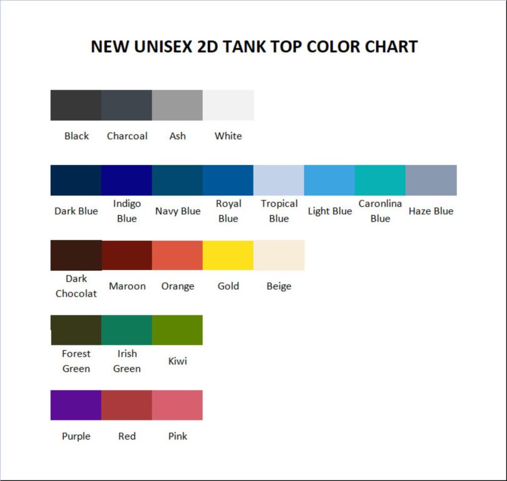 tank top color chart 1 - Samurai Champloo Merch