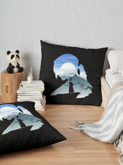 Samurai And Moon Throw Pillow Official Samurai Champloo Merch